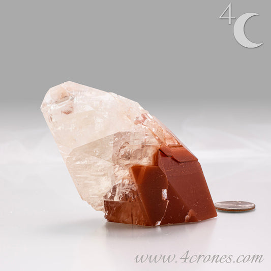 Red Diamond Calcite, glassy, gemmy diamond shaped geometries otherwise known as rhombohedrons and or scalenohedrons are combined with iron oxide hematoid inclusions. www.4crones.com