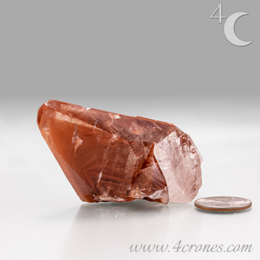Red Diamond Calcite, glassy, gemmy diamond shaped geometries otherwise known as rhombohedrons and or scalenohedrons are combined with iron oxide hematoid inclusions. www.4crones.com
