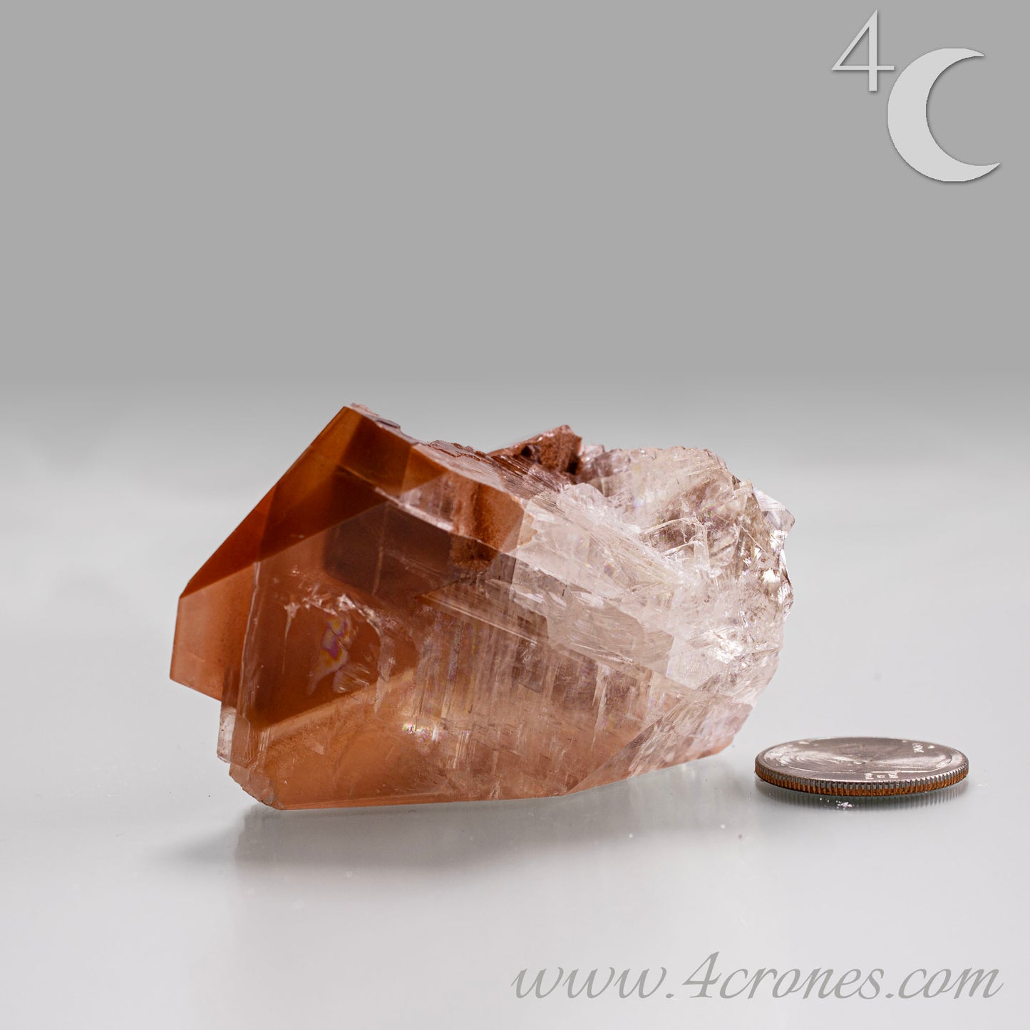 Red Diamond Calcite, glassy, gemmy diamond shaped geometries otherwise known as rhombohedrons and or scalenohedrons are combined with iron oxide hematoid inclusions. www.4crones.com