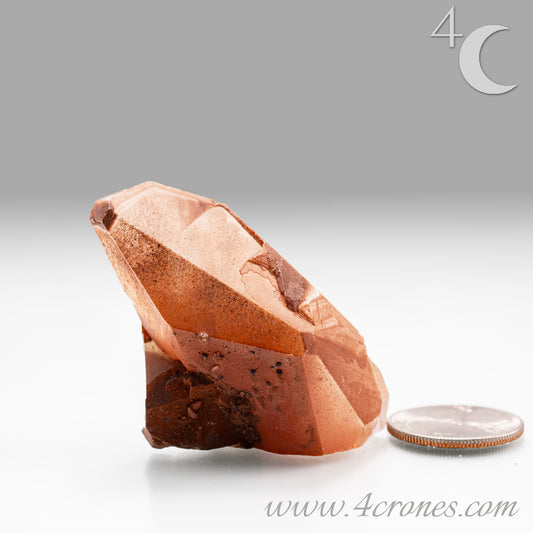 Red Diamond Calcite, glassy, gemmy diamond shaped geometries otherwise known as rhombohedrons and or scalenohedrons are combined with iron oxide hematoid inclusions. www.4crones.com