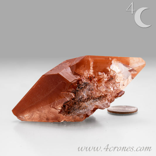 Red Diamond Calcite, glassy, gemmy diamond shaped geometries otherwise known as rhombohedrons and or scalenohedrons are combined with iron oxide hematoid inclusions. www.4crones.com
