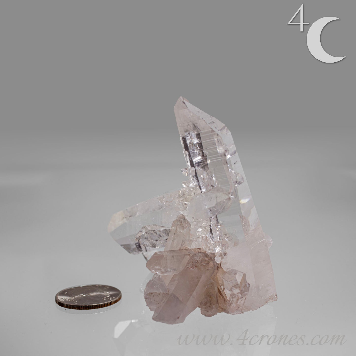 Our Lithium Quartz crystals are to die for. These dazzling specimens are astonishingly crystal clear with the softest touches of pinks and mauves. The Lumerian lines are so crisp and clean you can almost hear the ancient stories pouring out of them. These beauties will take your breath away, we kid you not. www.4crones.com