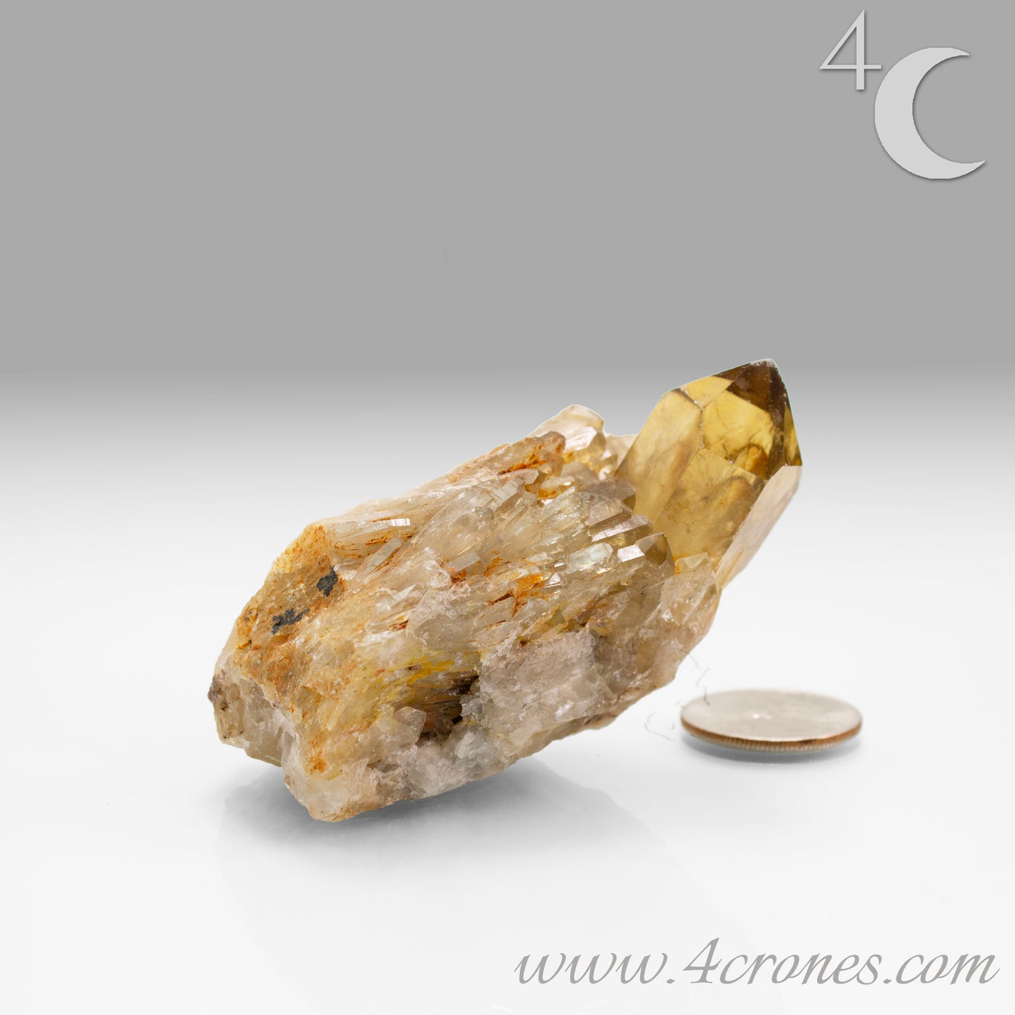 Kundalini Citrine Quartz is a stunning and rare variety of Citrine found exclusively in the Democratic Republic of Congo. This Natural Citrine is also characterized by a distinct formation of multiple terminated smaller Kundalini Quartz crystals.