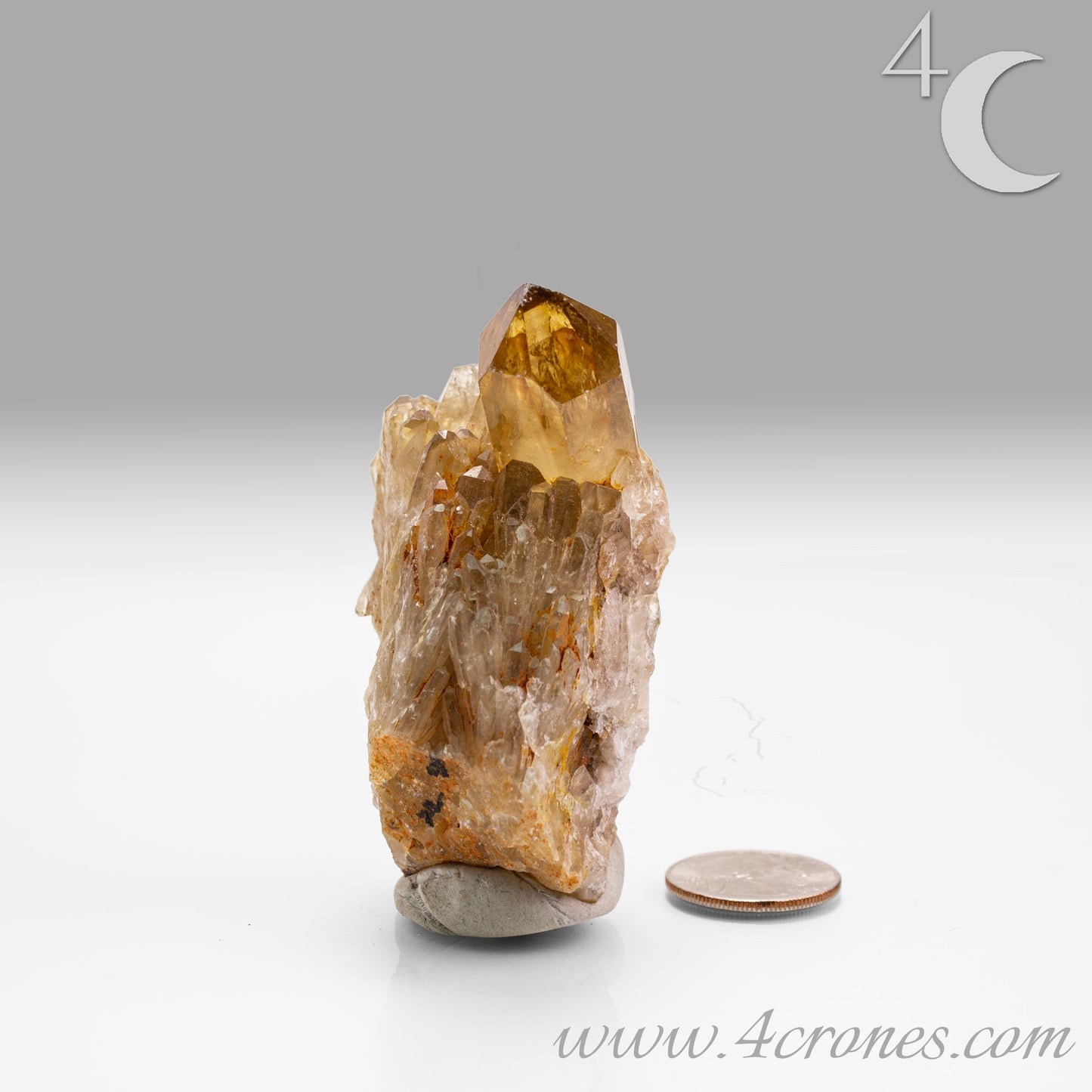 Kundalini Citrine Quartz is a stunning and rare variety of Citrine found exclusively in the Democratic Republic of Congo. This Natural Citrine is also characterized by a distinct formation of multiple terminated smaller Kundalini Quartz crystals.