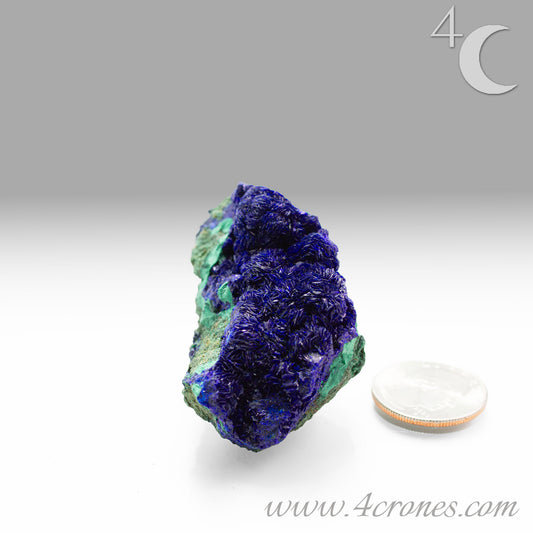 4 Crones Azurite-Malachite specimens are so luscious, with spectacular gemmy azurite crystals showing off the heavenly deep blue colors they are renowned for. They can be found in combination with Malachite acting as a “matrix” of sorts. Azurite is often found in nature mixed with Malachite. With more water content Azurite becomes Malachite. We think of them as siblings whose differing energies complement each other:) www.4crones.com