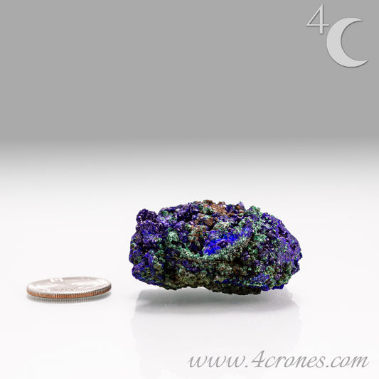 4 Crones Azurite-Malachite specimens are so luscious, with spectacular gemmy azurite crystals showing off the heavenly deep blue colors they are renowned for. They can be found in combination with Malachite acting as a “matrix” of sorts. Azurite is often found in nature mixed with Malachite. With more water content Azurite becomes Malachite. We think of them as siblings whose differing energies complement each other:) www.4crones.com
