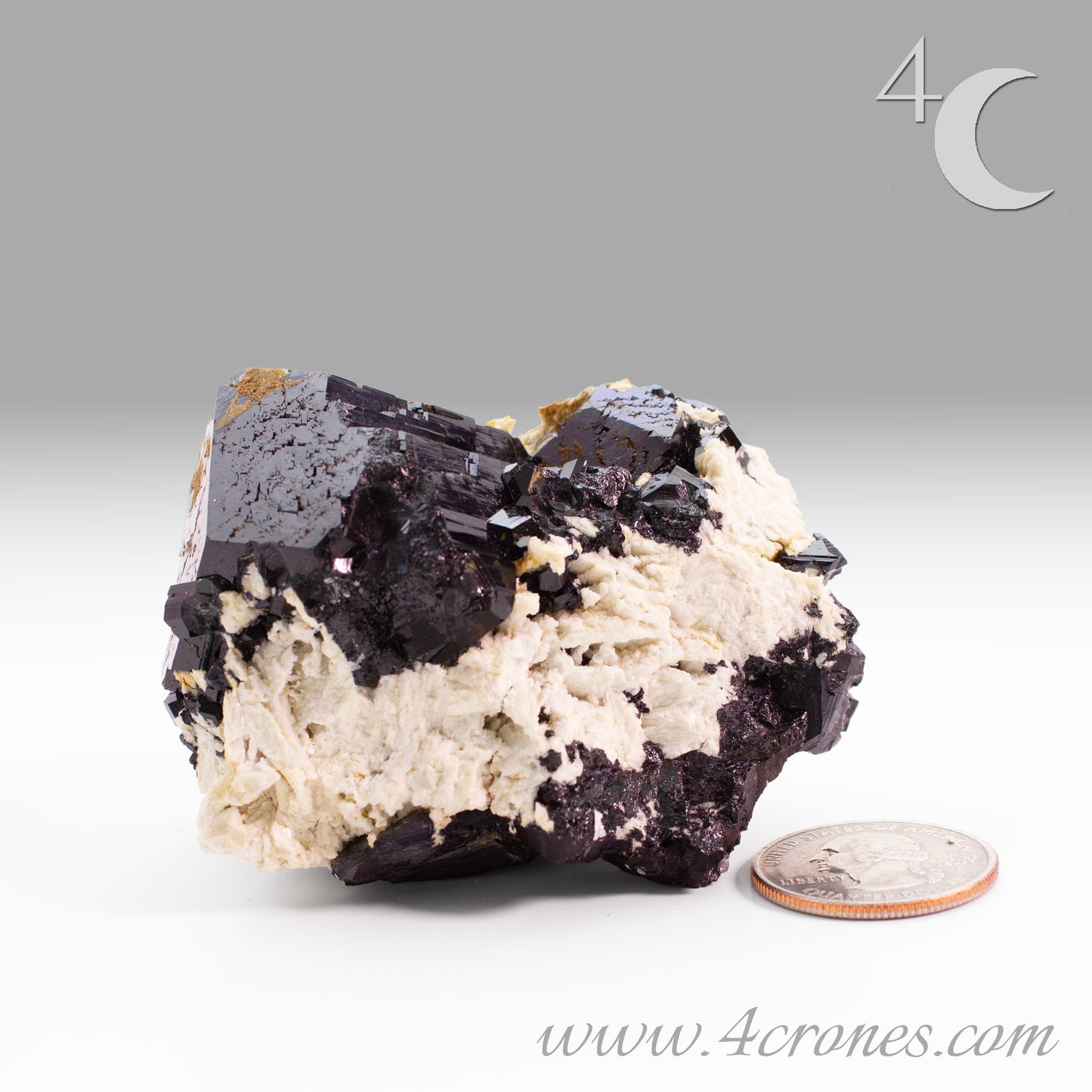 High-quality Black Tourmaline (Schorl) from Erongo, Namibia is an amazingly beautiful specimen with very clear geometric faceting similar to the three-pointed star and is referred to as the Mercedes top by many mineral collectors. www.4crones.com