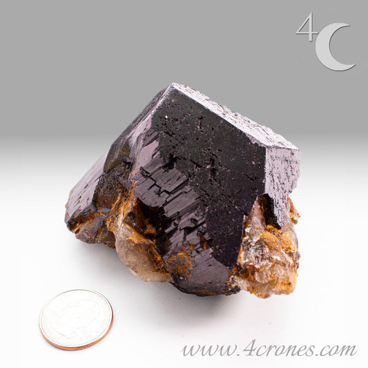 High-quality Black Tourmaline (Schorl) from Erongo, Namibia is an amazingly beautiful specimen with very clear geometric faceting similar to the three-pointed star and is referred to as the Mercedes top by many mineral collectors. www.4crones.com