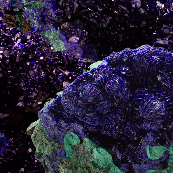 Our Azurite-Malachite specimens are so luscious, with spectacular gemmy azurite crystals showing off the heavenly deep blue colors they are renowned for.