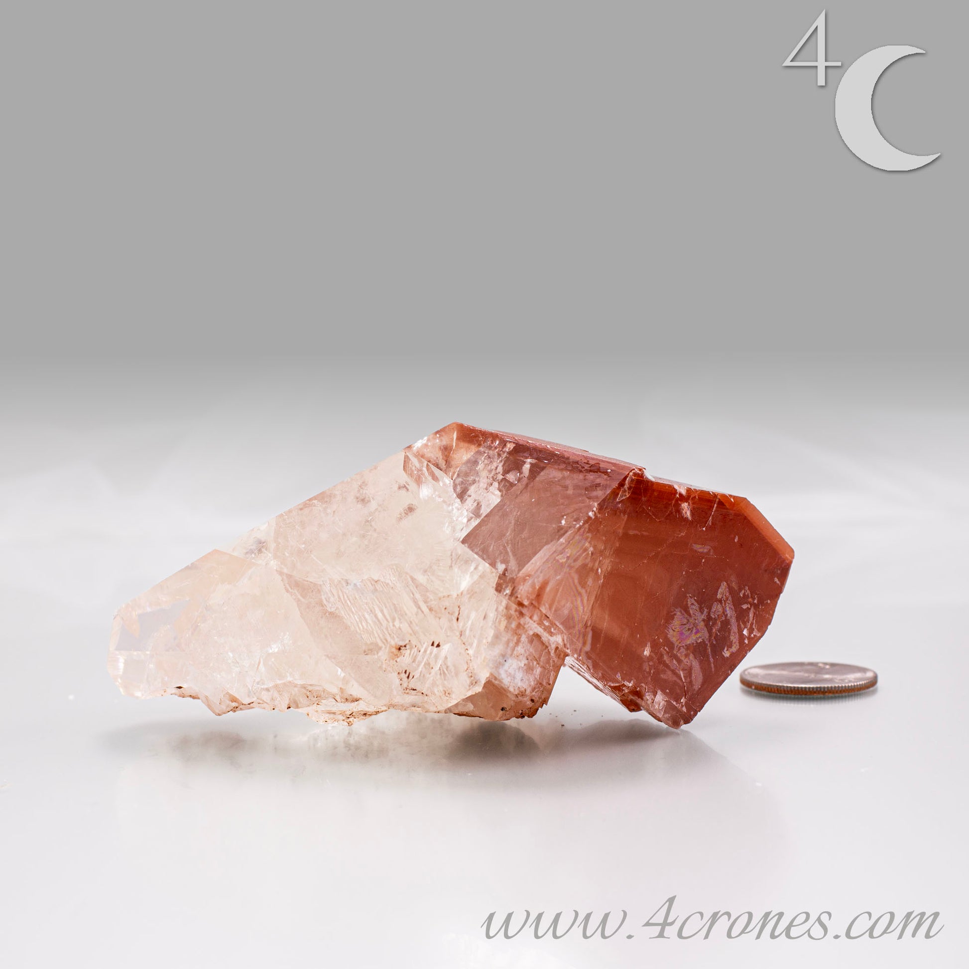 Red Diamond Calcite, glassy, gemmy diamond shaped geometries otherwise known as rhombohedrons and or scalenohedrons are combined with iron oxide hematoid inclusions. www.4crones.com