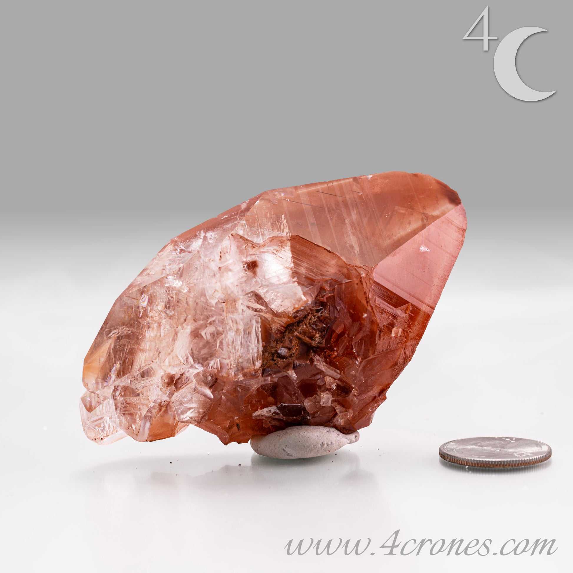 Red Diamond Calcite, glassy, gemmy diamond shaped geometries otherwise known as rhombohedrons and or scalenohedrons are combined with iron oxide hematoid inclusions. www.4crones.com