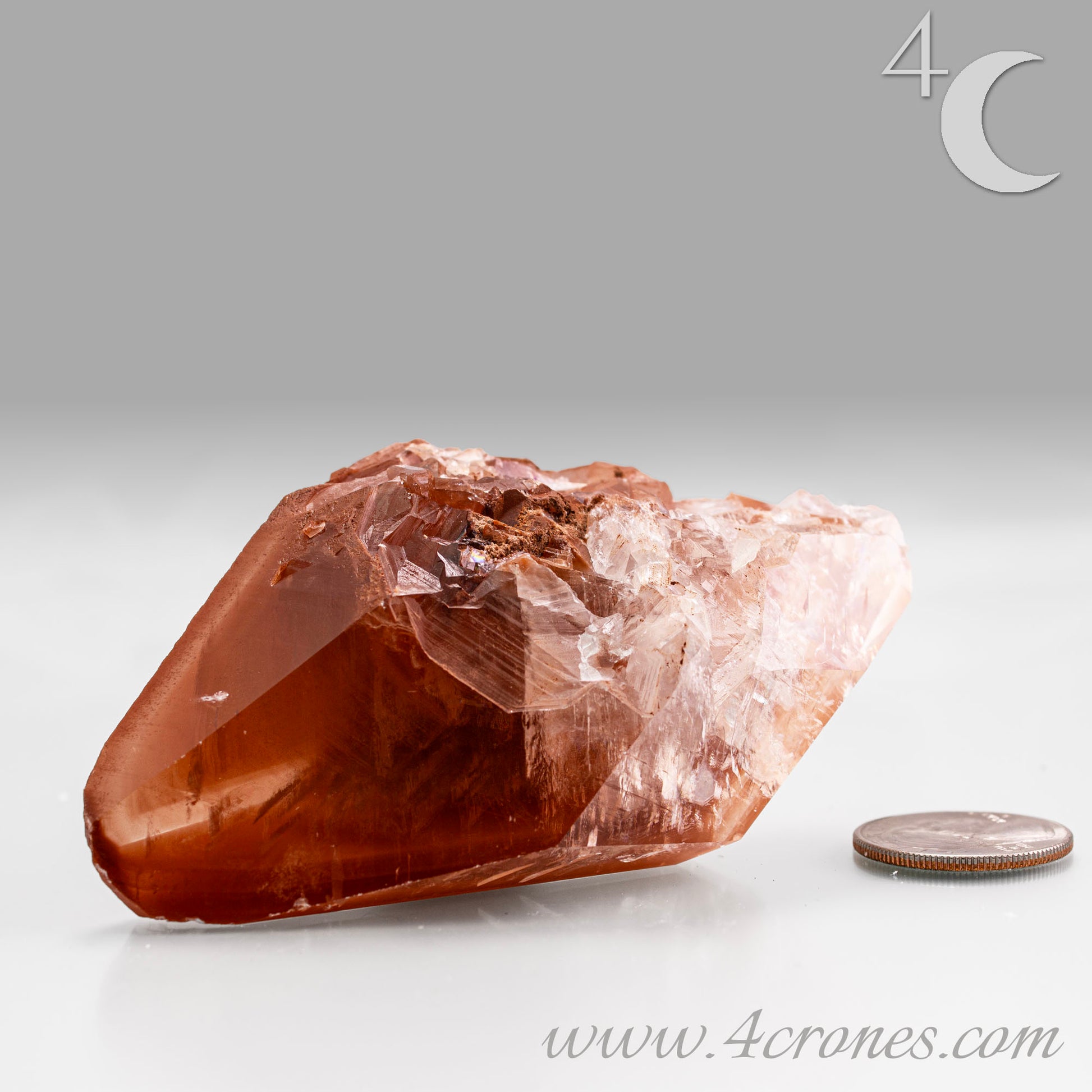Red Diamond Calcite, glassy, gemmy diamond shaped geometries otherwise known as rhombohedrons and or scalenohedrons are combined with iron oxide hematoid inclusions. www.4crones.com