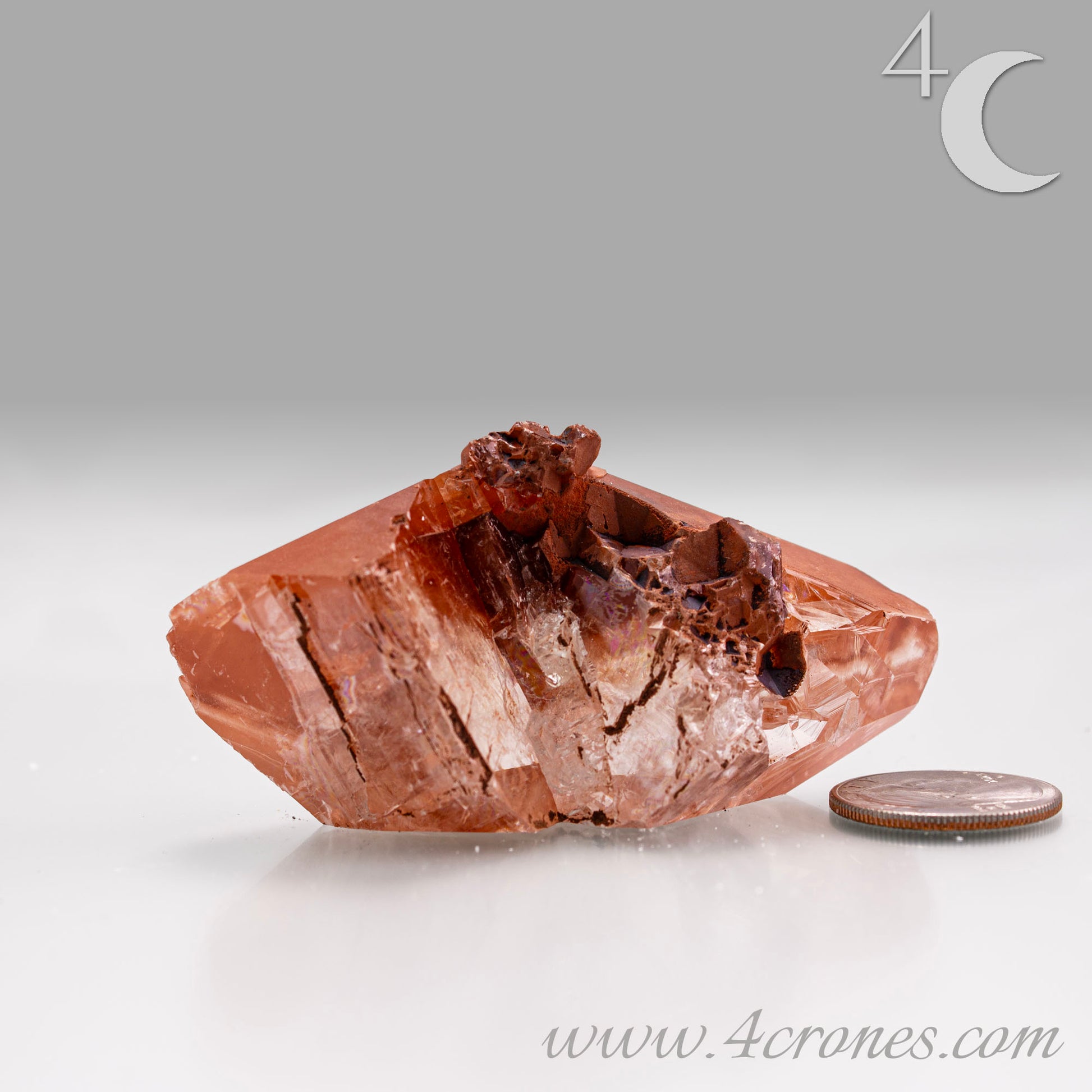 Red Diamond Calcite, glassy, gemmy diamond shaped geometries otherwise known as rhombohedrons and or scalenohedrons are combined with iron oxide hematoid inclusions. www.4crones.com
