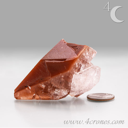 Red Diamond Calcite, glassy, gemmy diamond shaped geometries otherwise known as rhombohedrons and or scalenohedrons are combined with iron oxide hematoid inclusions. www.4crones.com