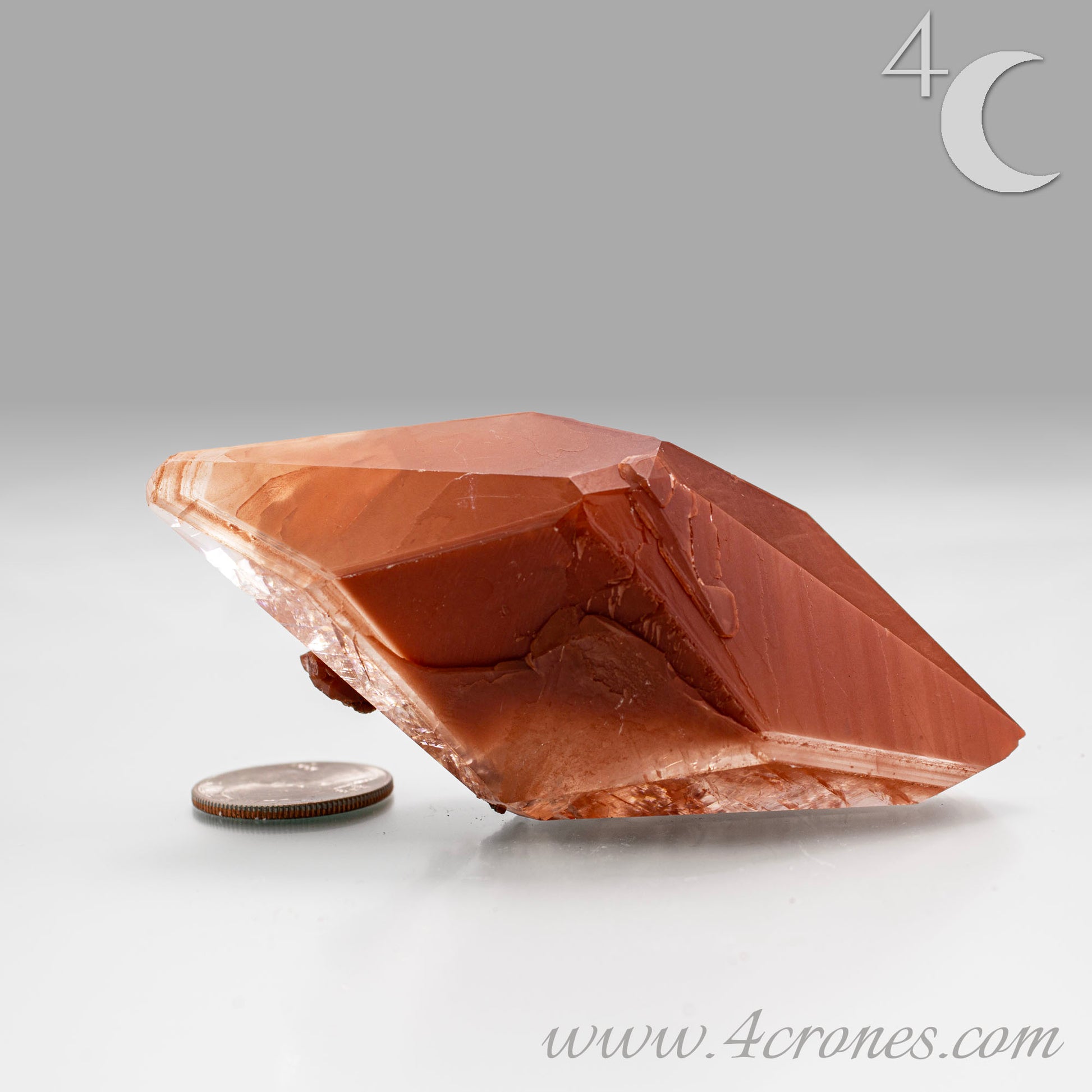 Red Diamond Calcite, glassy, gemmy diamond shaped geometries otherwise known as rhombohedrons and or scalenohedrons are combined with iron oxide hematoid inclusions. www.4crones.com