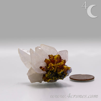 Golden orpiment crystal on natural matrix, collector mineral specimen 2385B