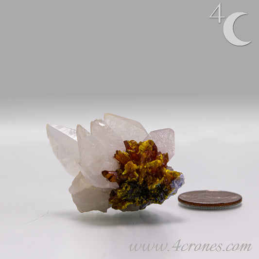 Golden orpiment crystal on natural matrix, collector mineral specimen 2385B