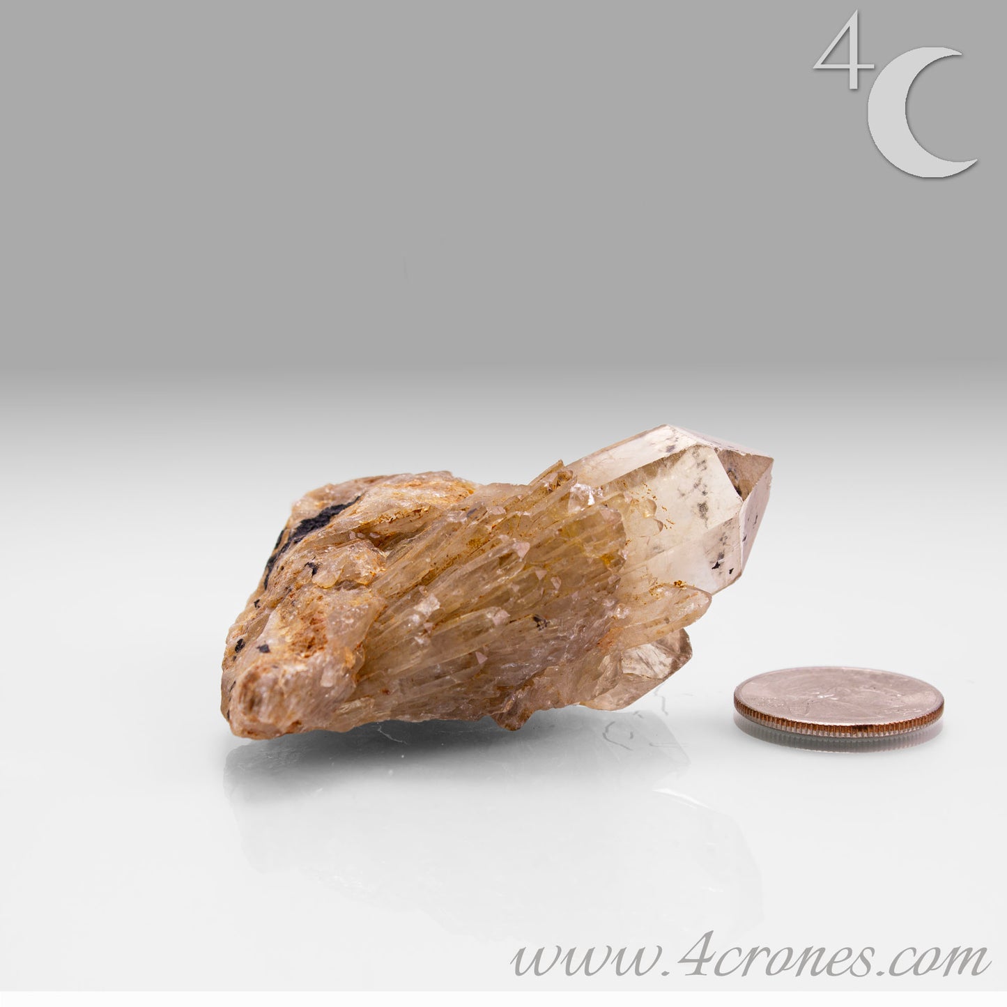 Kundalini Citrine Quartz is a stunning and rare variety of Citrine found exclusively in the Democratic Republic of Congo. This Natural Citrine is also characterized by a distinct formation of multiple terminated smaller Kundalini Quartz crystals.