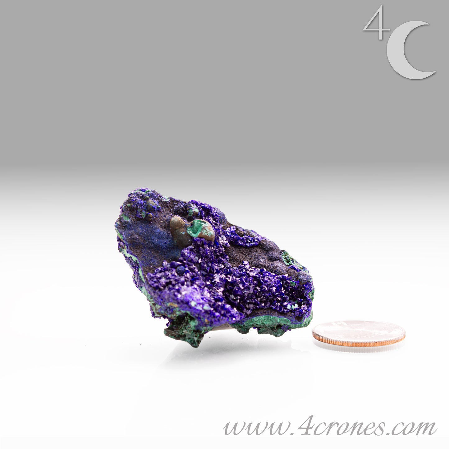 4 Crones Azurite-Malachite specimens are so luscious, with spectacular gemmy azurite crystals showing off the heavenly deep blue colors they are renowned for. They can be found in combination with Malachite acting as a “matrix” of sorts. Azurite is often found in nature mixed with Malachite. With more water content Azurite becomes Malachite. We think of them as siblings whose differing energies complement each other:) www.4crones.com