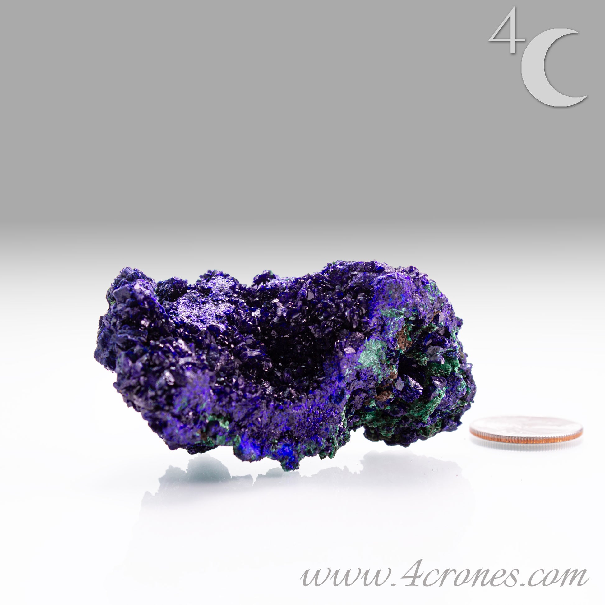 4 Crones Azurite-Malachite specimens are so luscious, with spectacular gemmy azurite crystals showing off the heavenly deep blue colors they are renowned for. They can be found in combination with Malachite acting as a “matrix” of sorts. Azurite is often found in nature mixed with Malachite. With more water content Azurite becomes Malachite. We think of them as siblings whose differing energies complement each other:) www.4crones.com