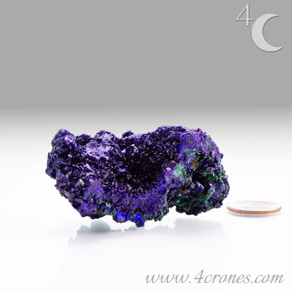 4 Crones Azurite-Malachite specimens are so luscious, with spectacular gemmy azurite crystals showing off the heavenly deep blue colors they are renowned for. They can be found in combination with Malachite acting as a “matrix” of sorts. Azurite is often found in nature mixed with Malachite. With more water content Azurite becomes Malachite. We think of them as siblings whose differing energies complement each other:) www.4crones.com
