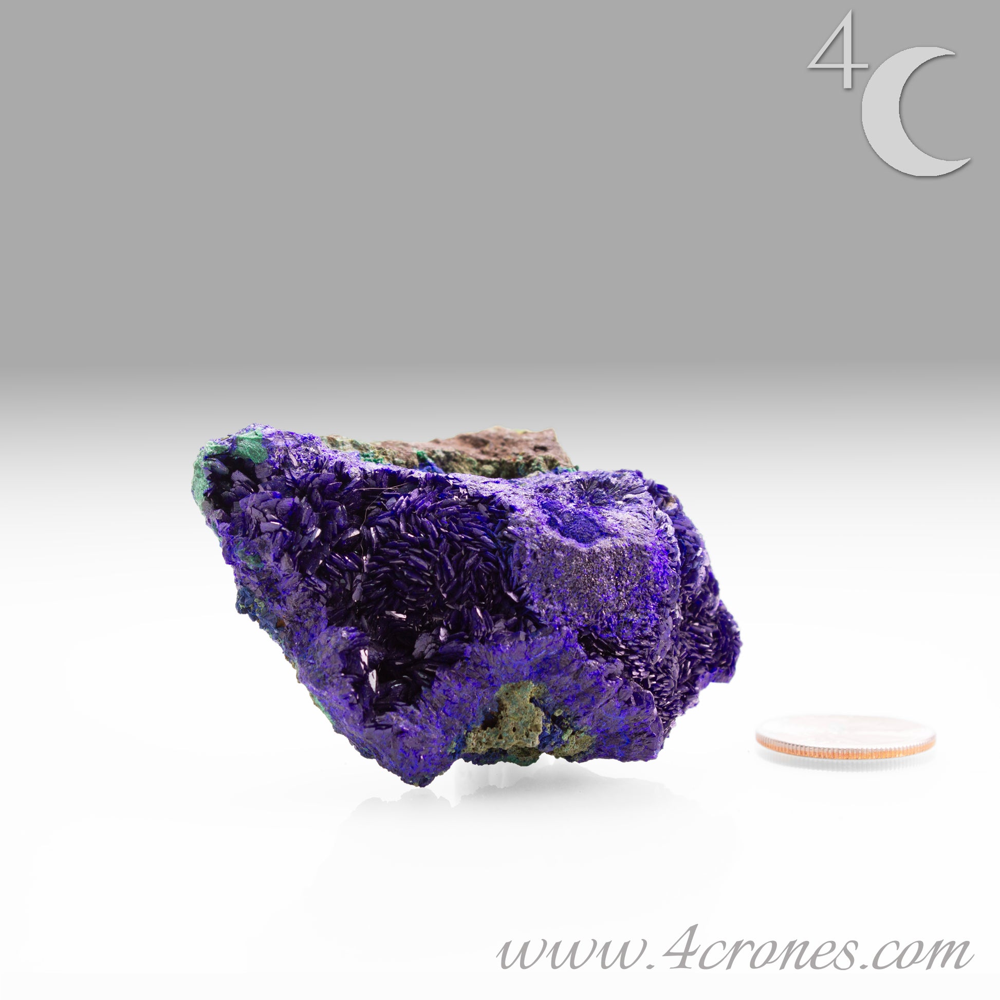 4 Crones Azurite-Malachite specimens are so luscious, with spectacular gemmy azurite crystals showing off the heavenly deep blue colors they are renowned for. They can be found in combination with Malachite acting as a “matrix” of sorts. Azurite is often found in nature mixed with Malachite. With more water content Azurite becomes Malachite. We think of them as siblings whose differing energies complement each other:)  www.4crones.com