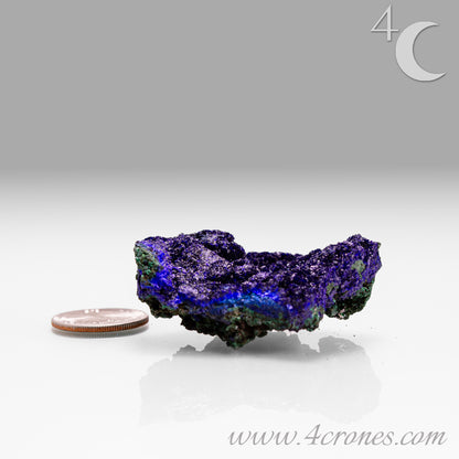 4 Crones Azurite-Malachite specimens are so luscious, with spectacular gemmy azurite crystals showing off the heavenly deep blue colors they are renowned for. They can be found in combination with Malachite acting as a “matrix” of sorts. Azurite is often found in nature mixed with Malachite. With more water content Azurite becomes Malachite. We think of them as siblings whose differing energies complement each other:)  www.4crones.com