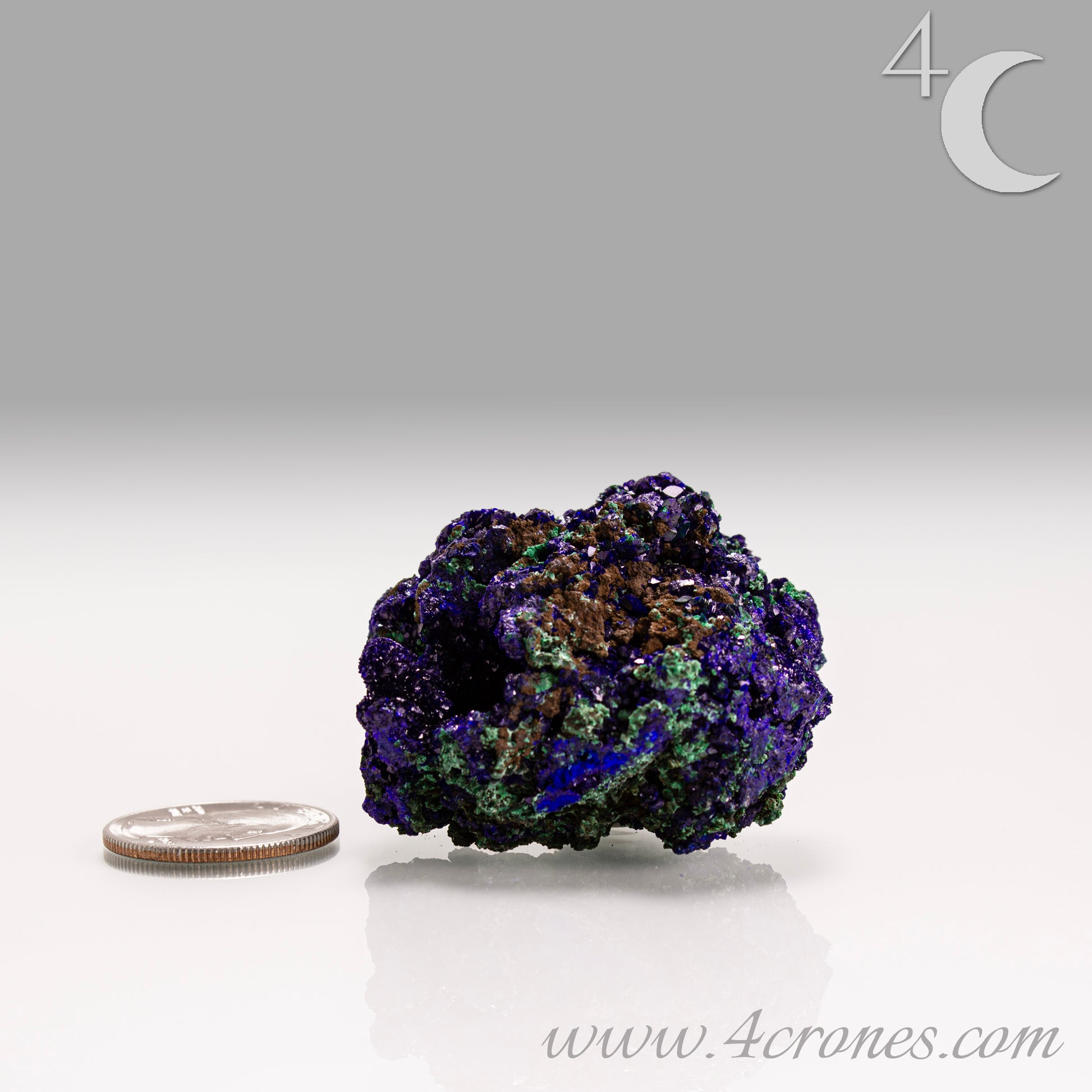 4 Crones Azurite-Malachite specimens are so luscious, with spectacular gemmy azurite crystals showing off the heavenly deep blue colors they are renowned for. They can be found in combination with Malachite acting as a “matrix” of sorts. Azurite is often found in nature mixed with Malachite. With more water content Azurite becomes Malachite. We think of them as siblings whose differing energies complement each other:) www.4crones.com
