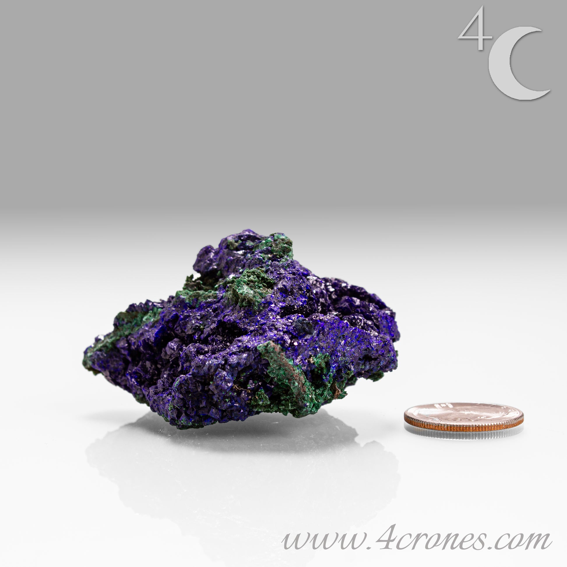 4 Crones Azurite-Malachite specimens are so luscious, with spectacular gemmy azurite crystals showing off the heavenly deep blue colors they are renowned for. They can be found in combination with Malachite acting as a “matrix” of sorts. Azurite is often found in nature mixed with Malachite. With more water content Azurite becomes Malachite. We think of them as siblings whose differing energies complement each other:) www.4crones.com