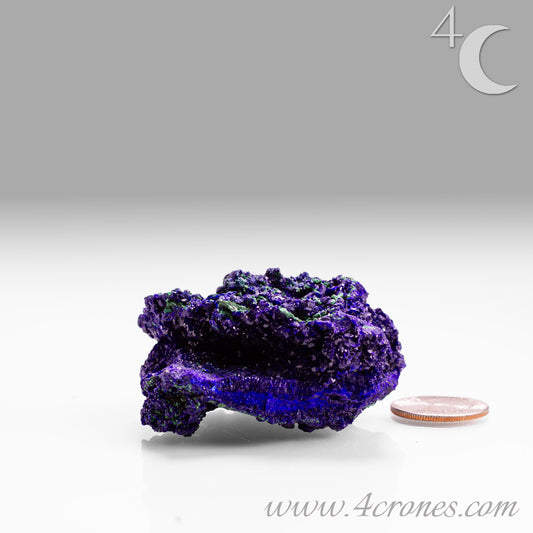 4 Crones Azurite-Malachite specimens are so luscious, with spectacular gemmy azurite crystals showing off the heavenly deep blue colors they are renowned for. They can be found in combination with Malachite acting as a “matrix” of sorts. Azurite is often found in nature mixed with Malachite. With more water content Azurite becomes Malachite. We think of them as siblings whose differing energies complement each other:)  www.4crones.com
