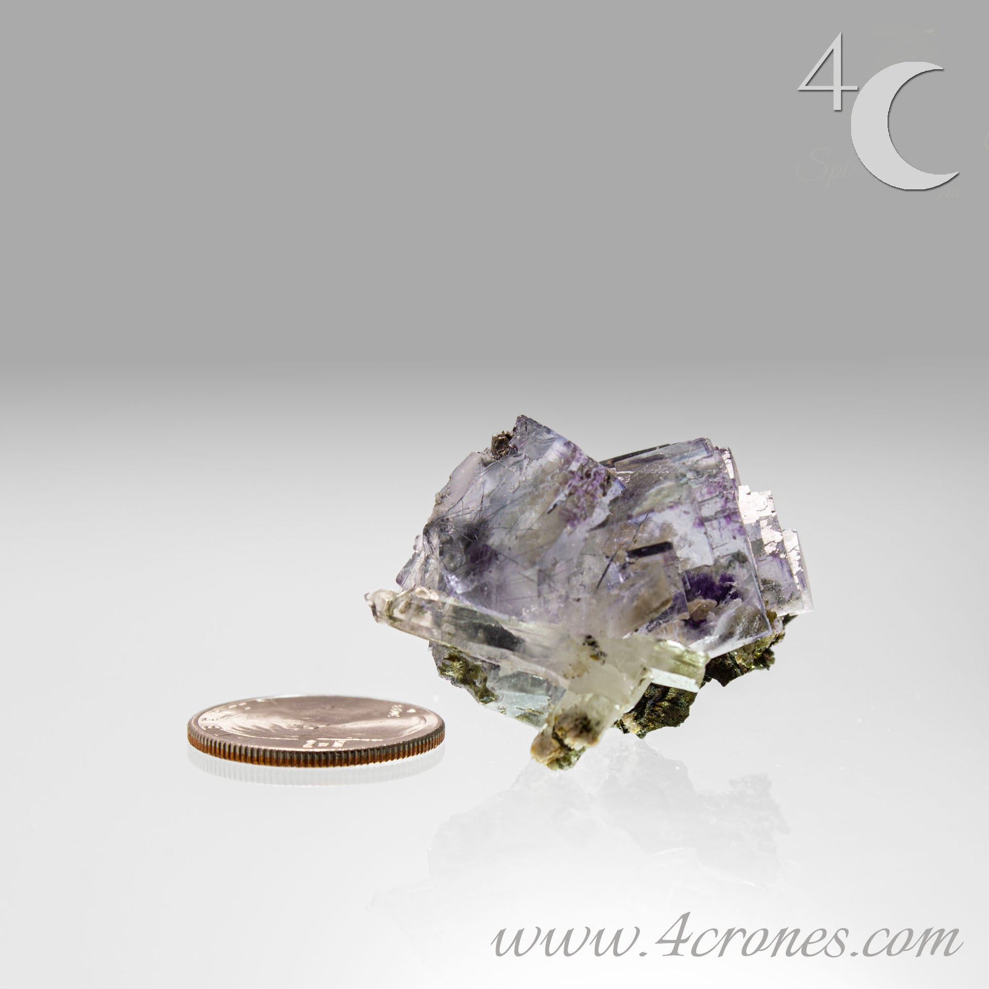 Yaogangxian  fluorite is cherished for its exceptional quality and crisp beauty with stunning water-like cubic crystals and purple-blue phantoms that create a mesmerizing effect.  www.4crones.com