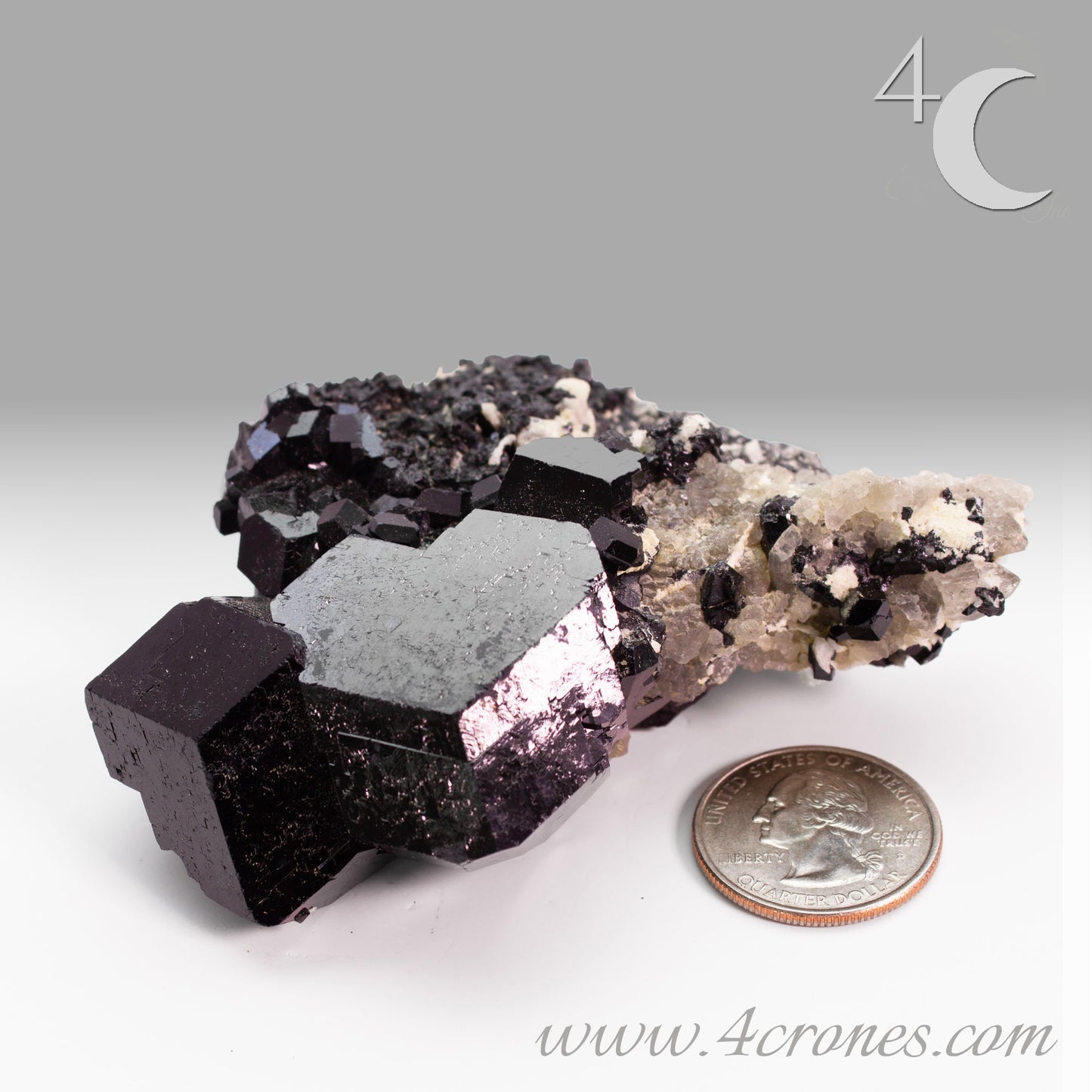  High-quality Black Tourmaline (Schorl) from Erongo, Namibia is an amazingly beautiful specimen with very clear geometric faceting similar to the three-pointed star and is referred to as the Mercedes top by many mineral collectors. www.4crones.com