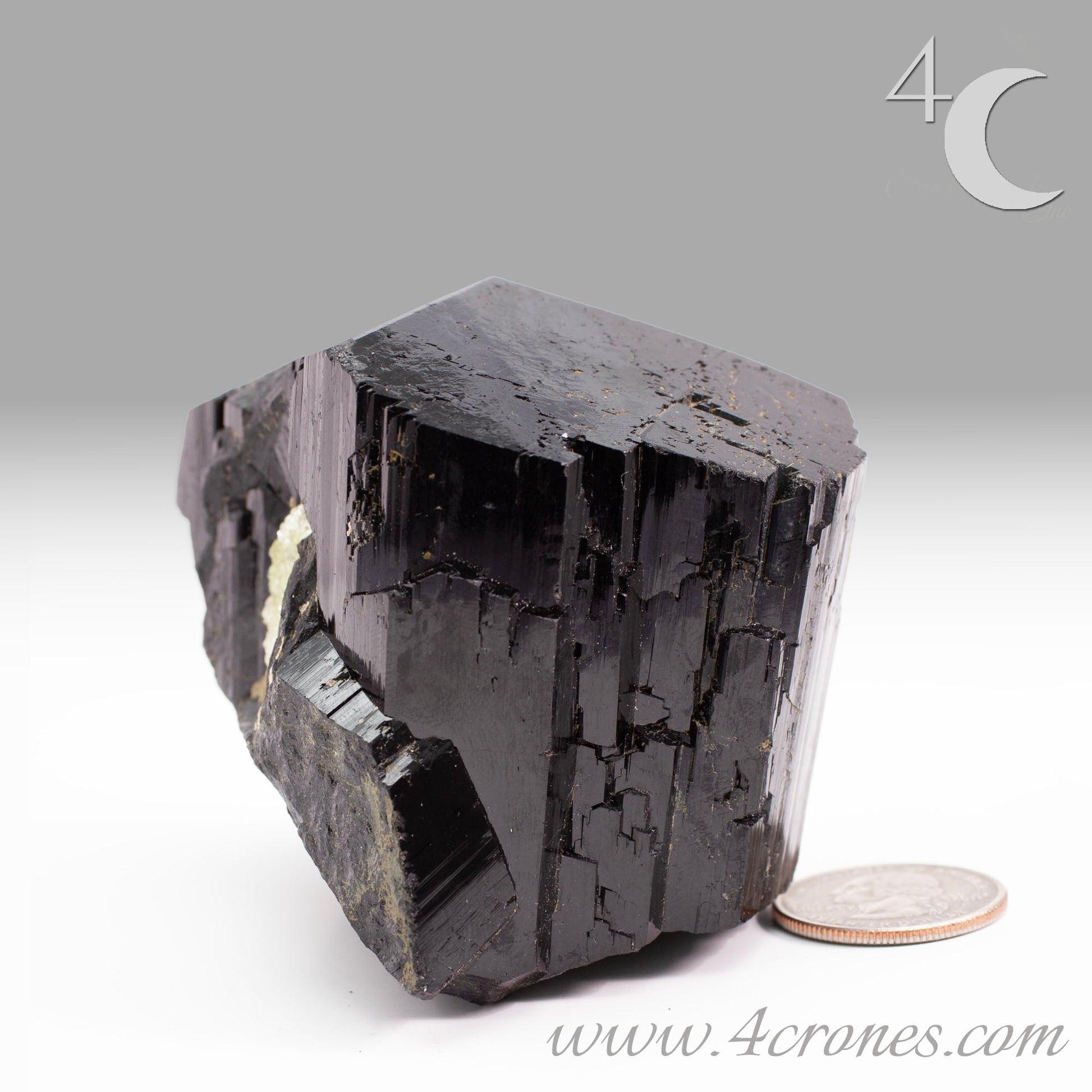  High-quality Black Tourmaline (Schorl) from Erongo, Namibia is an amazingly beautiful specimen with very clear geometric faceting similar to the three-pointed star and is referred to as the Mercedes top by many mineral collectors. www.4crones.com