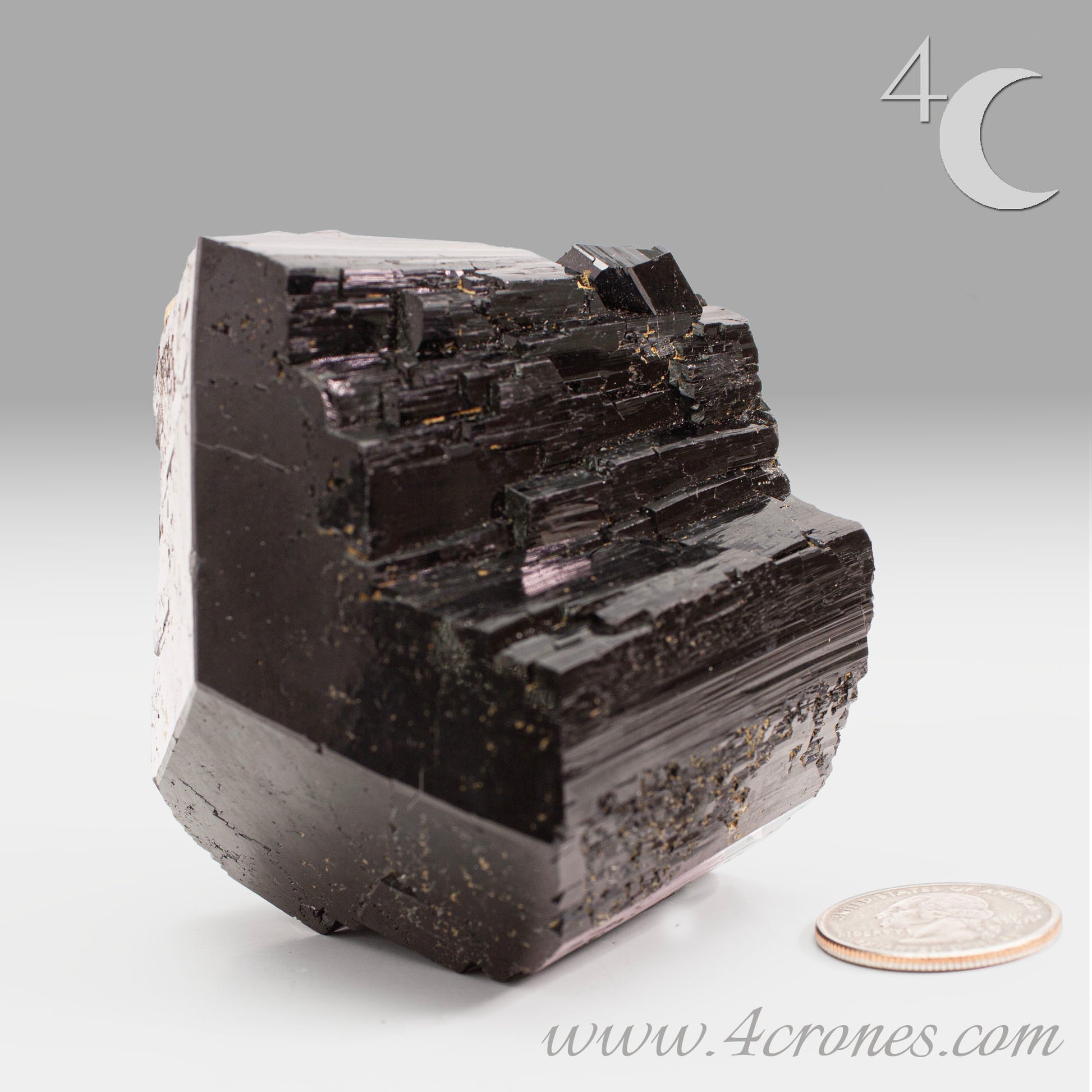  High-quality Black Tourmaline (Schorl) from Erongo, Namibia is an amazingly beautiful specimen with very clear geometric faceting similar to the three-pointed star and is referred to as the Mercedes top by many mineral collectors. www.4crones.com