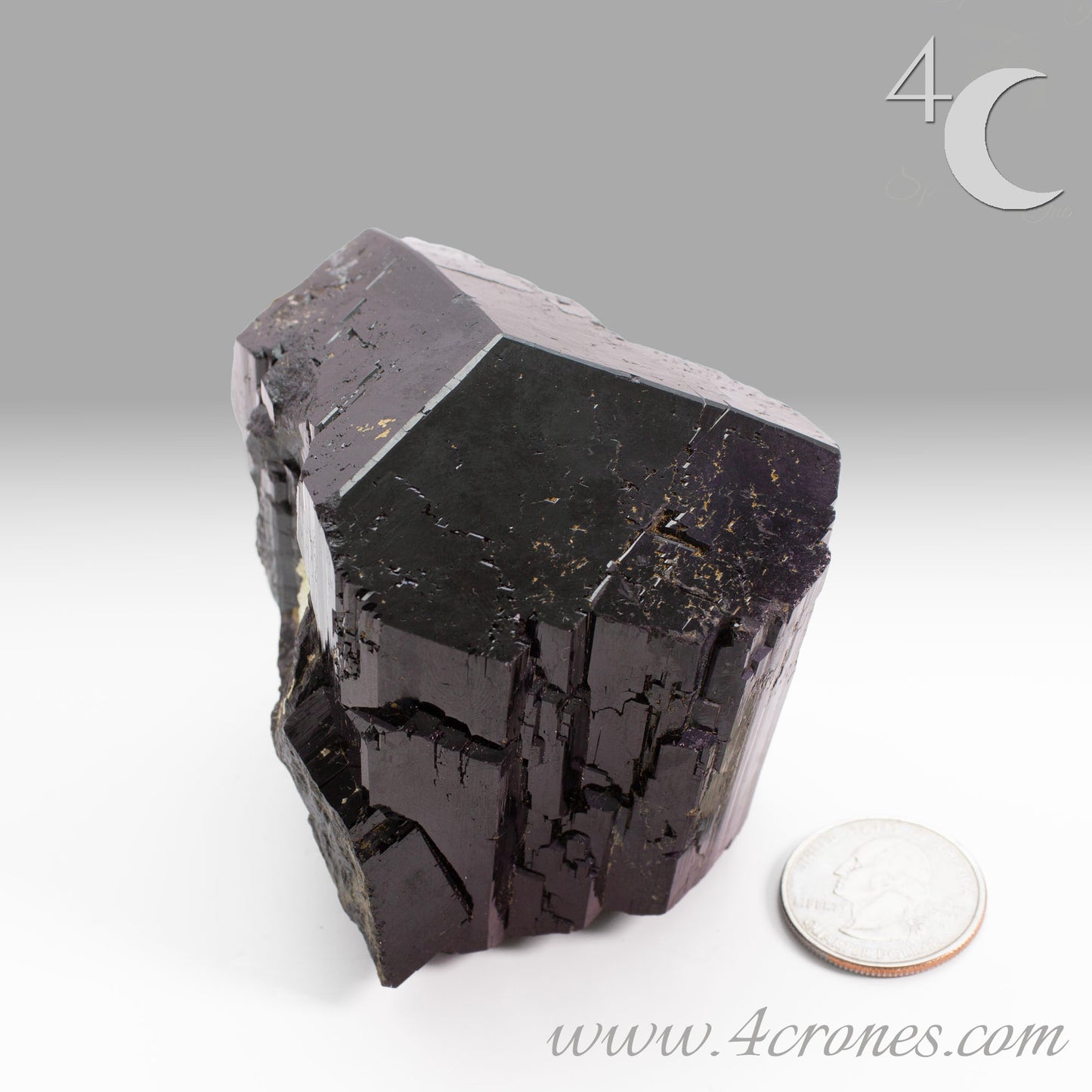  High-quality Black Tourmaline (Schorl) from Erongo, Namibia is an amazingly beautiful specimen with very clear geometric faceting similar to the three-pointed star and is referred to as the Mercedes top by many mineral collectors. www.4crones.com