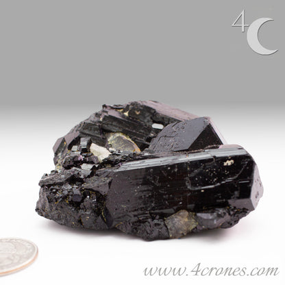  High-quality Black Tourmaline (Schorl) from Erongo, Namibia is an amazingly beautiful specimen with very clear geometric faceting similar to the three-pointed star and is referred to as the Mercedes top by many mineral collectors. www.4crones.com