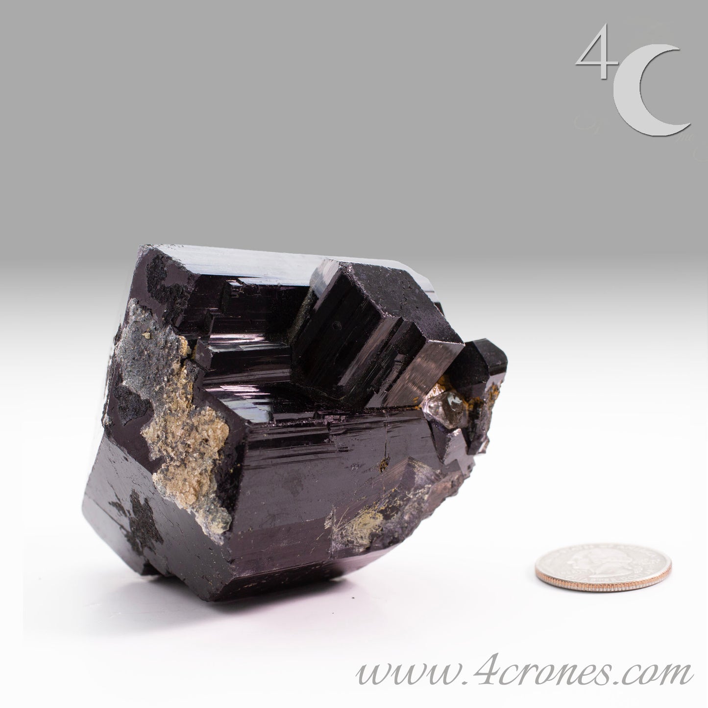  High-quality Black Tourmaline (Schorl) from Erongo, Namibia is an amazingly beautiful specimen with very clear geometric faceting similar to the three-pointed star and is referred to as the Mercedes top by many mineral collectors. www.4crones.com