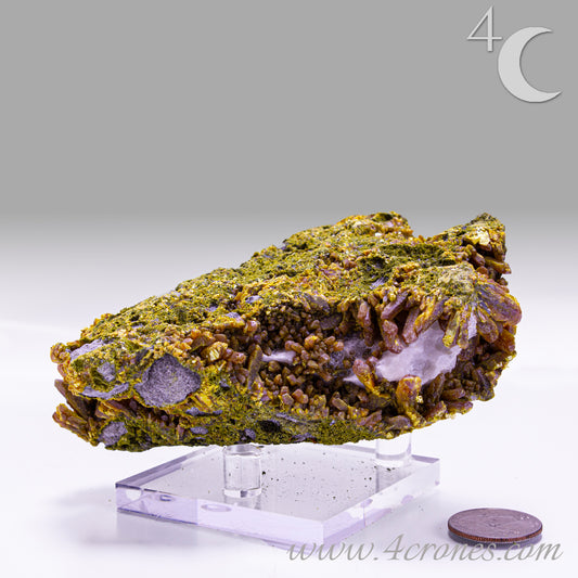 Golden orpiment crystal on matrix, collector mineral specimen 1719A