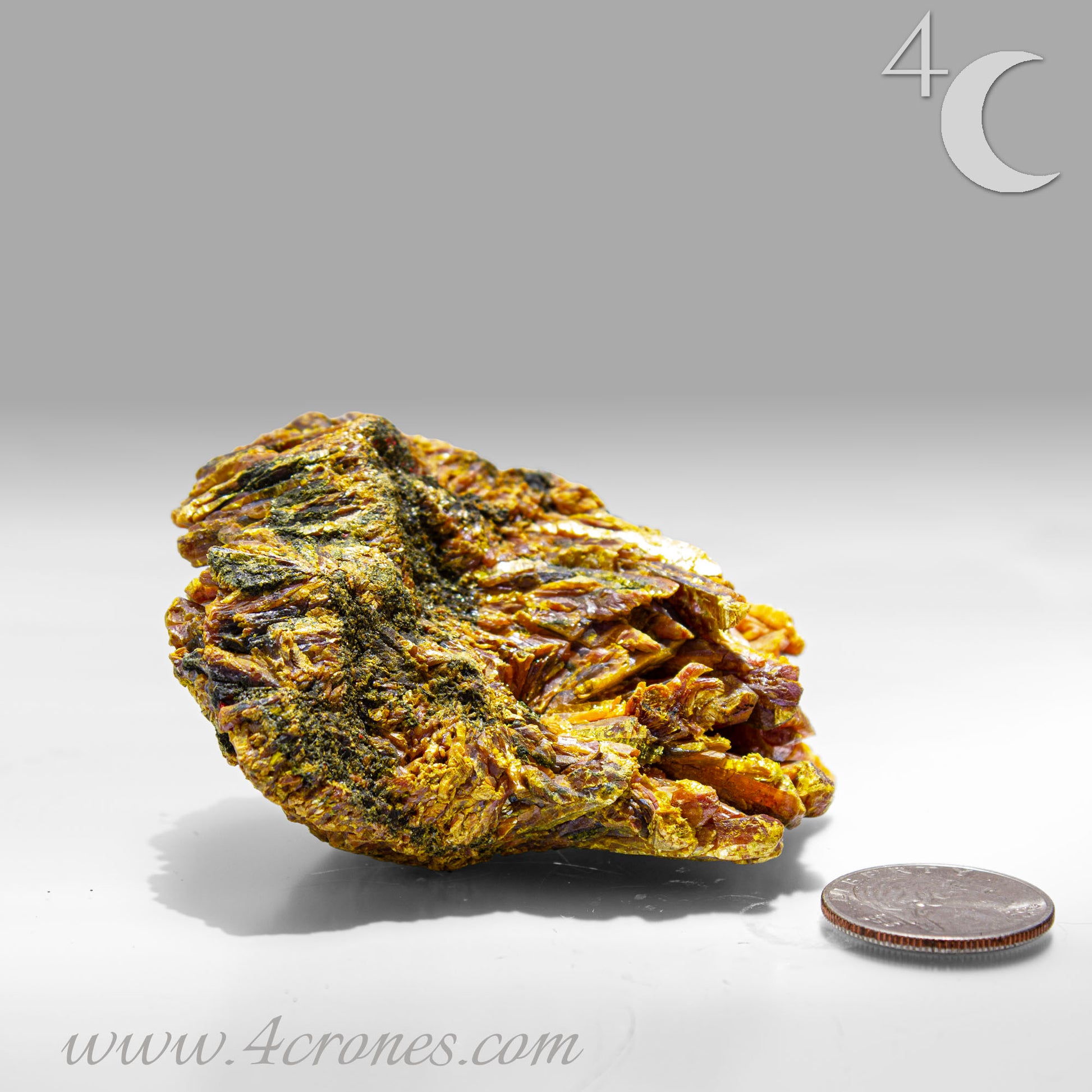 Golden orpiment crystal on matrix, collector mineral specimen 1719E