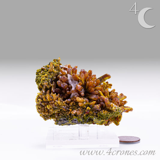 Close-up of orpiment crystal structure showing bright yellow arsenic sulfide layers