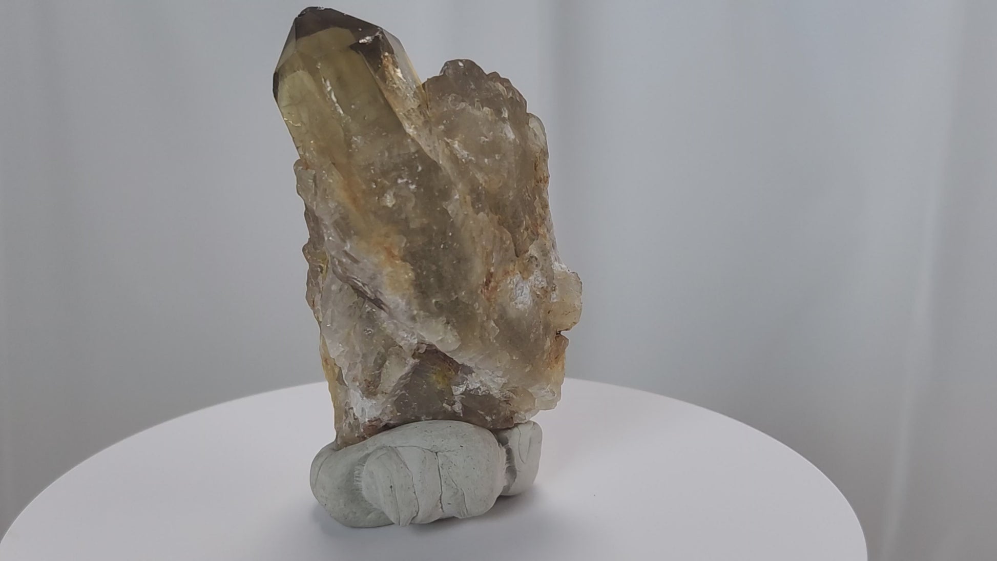 Kundalini Citrine Quartz is a stunning and rare variety of Citrine found exclusively in the Democratic Republic of Congo. This Natural Citrine is also characterized by a distinct formation of multiple terminated smaller Kundalini Quartz crystals.