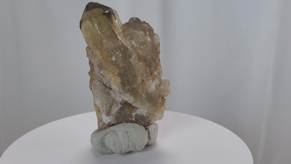 Kundalini Citrine Quartz is a stunning and rare variety of Citrine found exclusively in the Democratic Republic of Congo. This Natural Citrine is also characterized by a distinct formation of multiple terminated smaller Kundalini Quartz crystals.