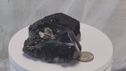  High-quality Black Tourmaline (Schorl) from Erongo, Namibia is an amazingly beautiful specimen with very clear geometric faceting similar to the three-pointed star and is referred to as the Mercedes top by many mineral collectors. www.4crones.com
