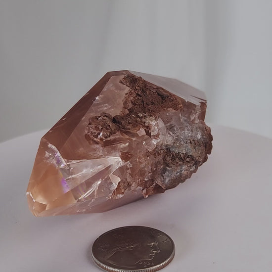 Red Diamond Calcite, glassy, gemmy diamond shaped geometries otherwise known as rhombohedrons and or scalenohedrons are combined with iron oxide hematoid inclusions. www.4crones.com