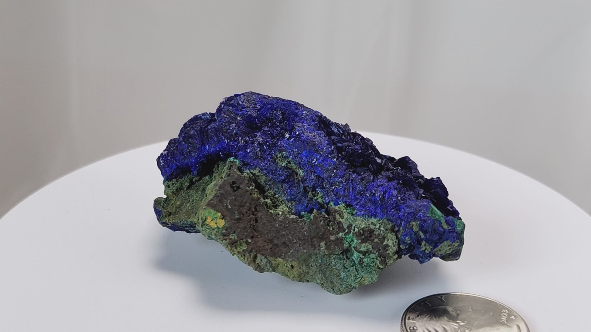 4 Crones Azurite-Malachite specimens are so luscious, with spectacular gemmy azurite crystals showing off the heavenly deep blue colors they are renowned for. They can be found in combination with Malachite acting as a “matrix” of sorts. Azurite is often found in nature mixed with Malachite. With more water content Azurite becomes Malachite. We think of them as siblings whose differing energies complement each other:)  www.4crones.com