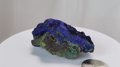 4 Crones Azurite-Malachite specimens are so luscious, with spectacular gemmy azurite crystals showing off the heavenly deep blue colors they are renowned for. They can be found in combination with Malachite acting as a “matrix” of sorts. Azurite is often found in nature mixed with Malachite. With more water content Azurite becomes Malachite. We think of them as siblings whose differing energies complement each other:)  www.4crones.com
