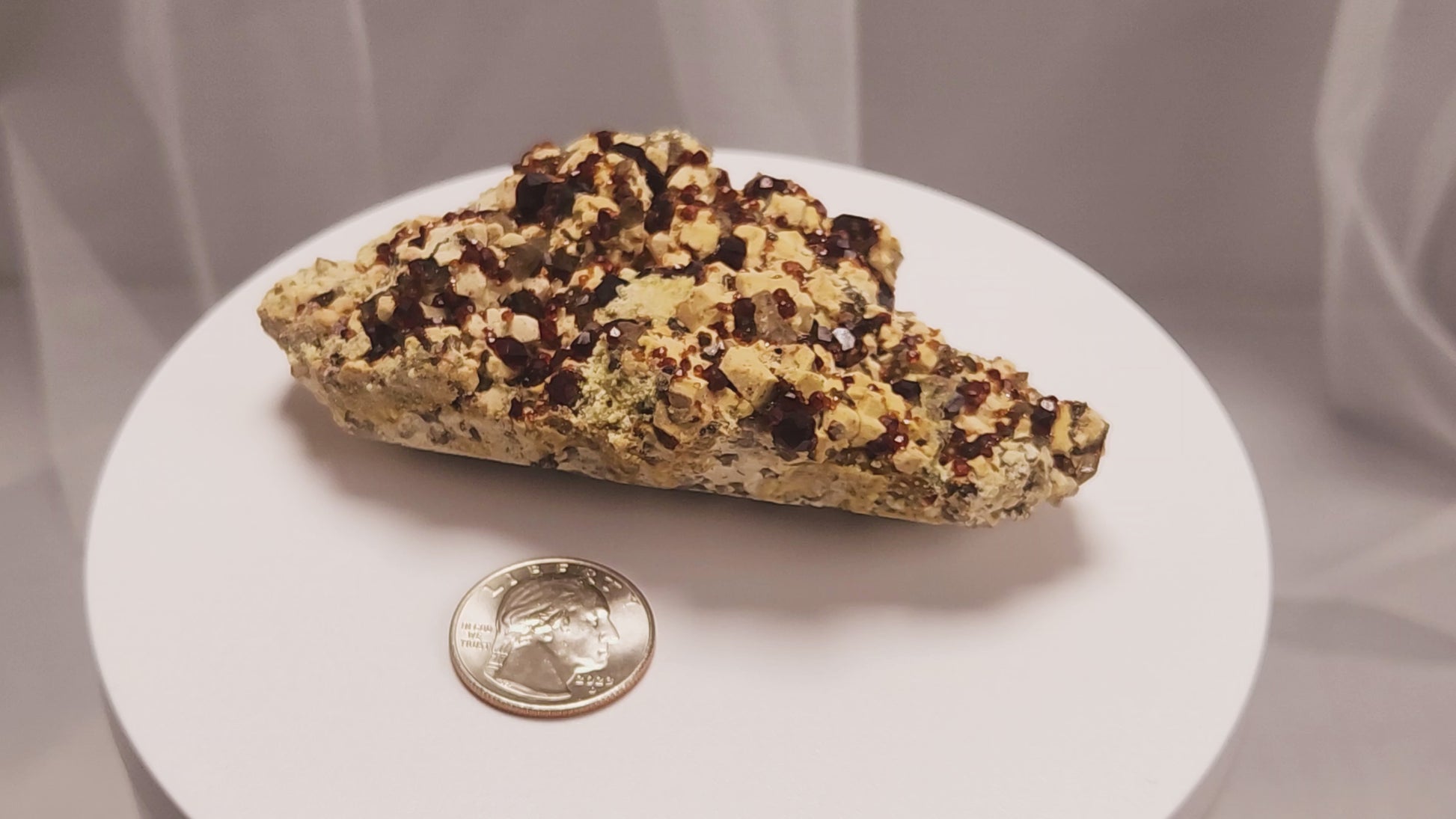 These gemmy Garnets are known as Spessartine Red Garnets, and they encrust and surround beautiful Smoky Quartz crystals on microcline feldspar matrices.  The mine these specimens come from is known for the beautiful blingy red- and orange-colored garnets that they yield. www.4crones.com